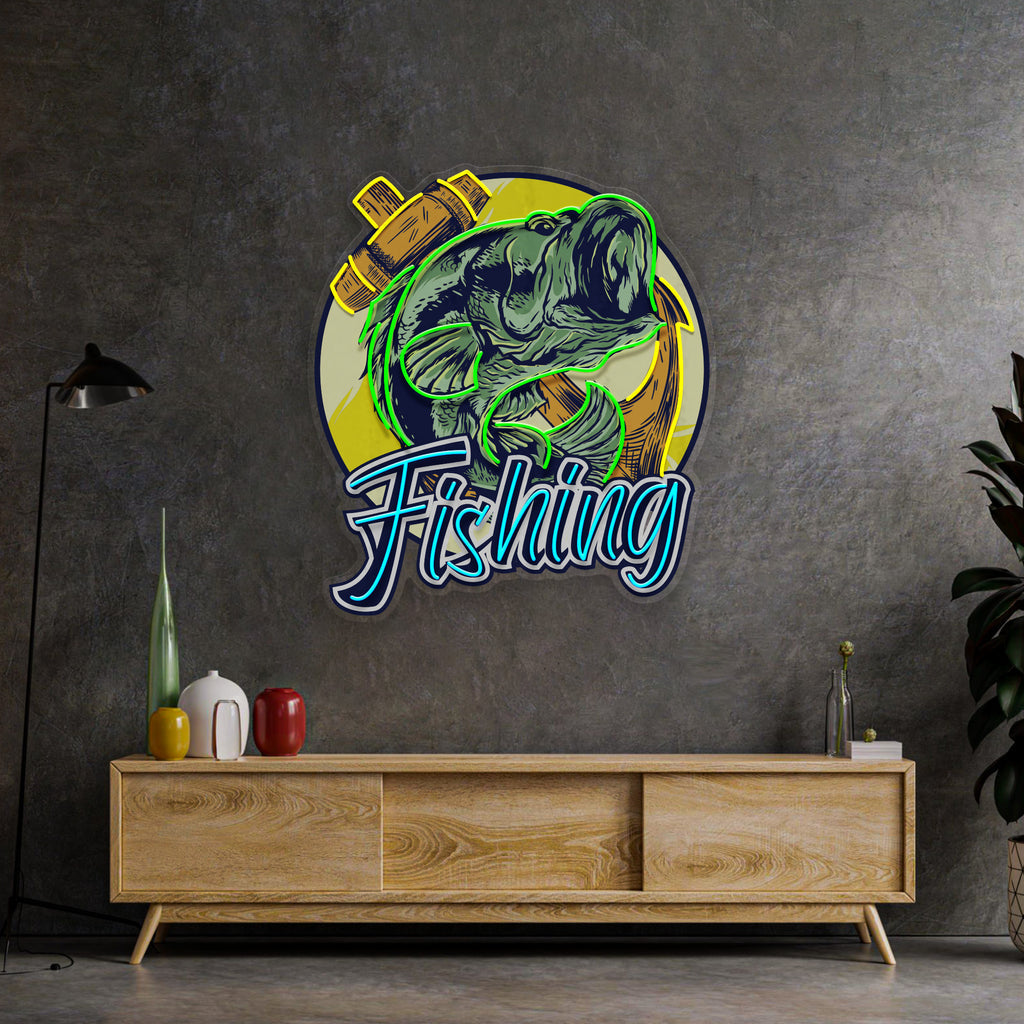 Fishing With A Large Anchor LED Neon Sign Light Pop Art
