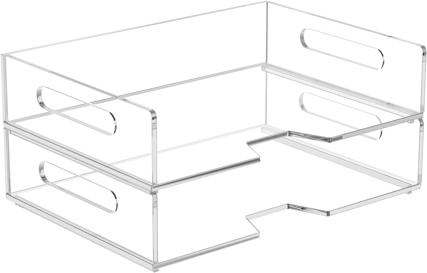 Acrylic Paper Tray 2 Pack Clear Letter Tray Desk Stackable Organizer Tray for School, Home, Office Desk Accessories - Horizontal
