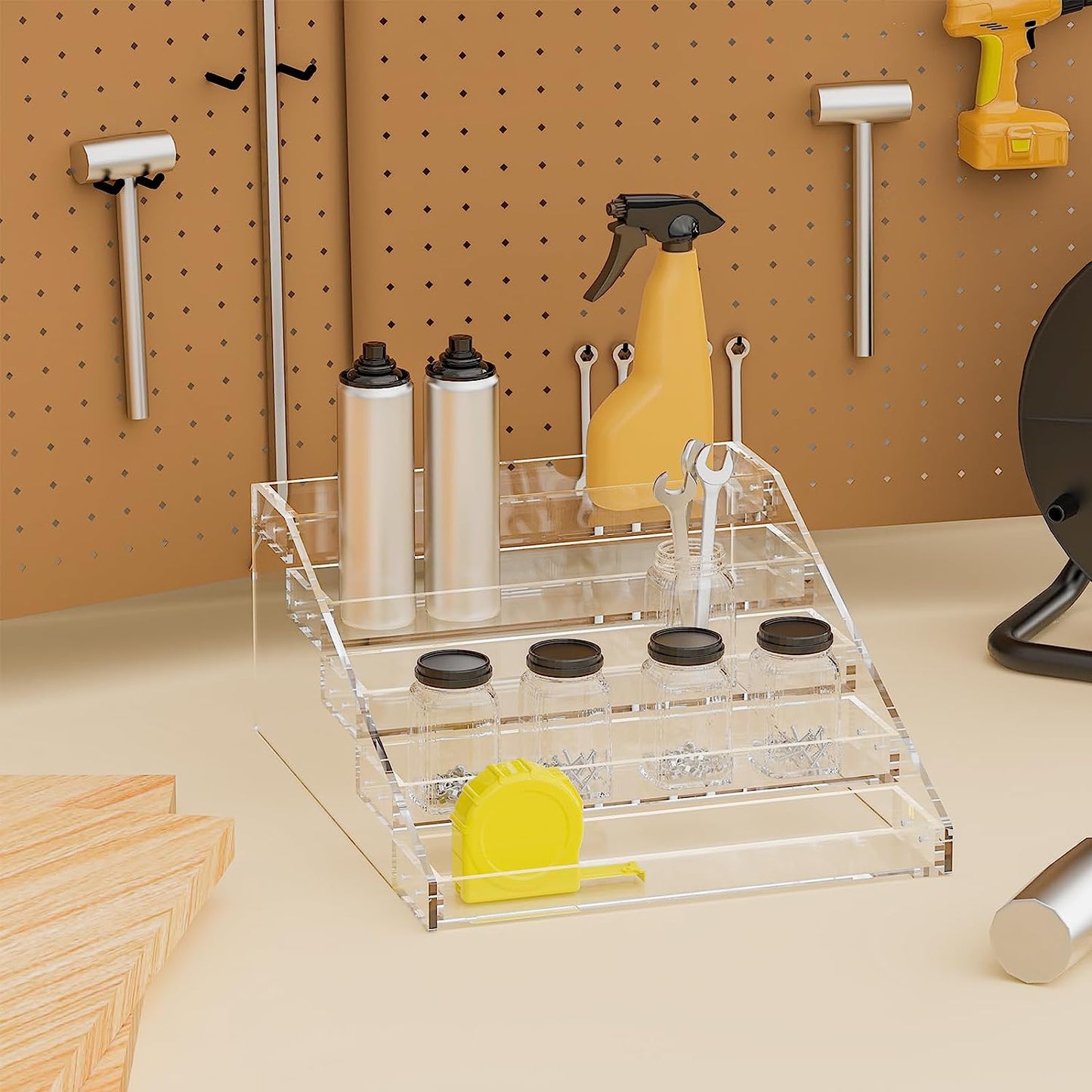 Spice Rack, Seasoning Organizer, Clear Acrylic Vertical Shelves Organizer Countertop, Kitchen Organization & Storage