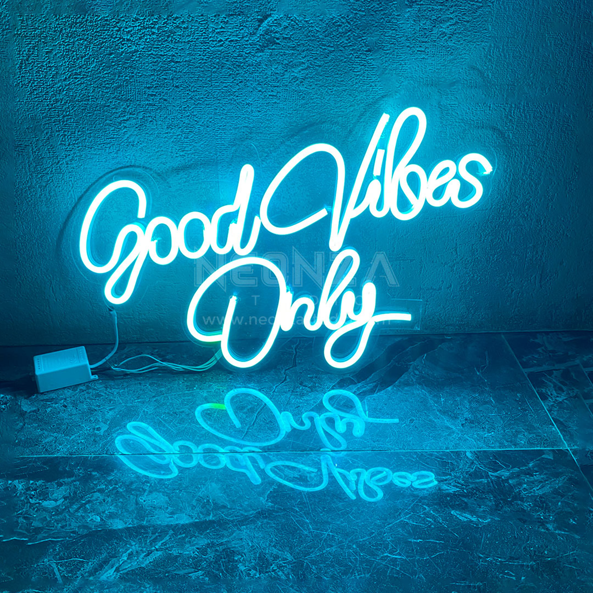 ice blue Good Vibes Neon Sign