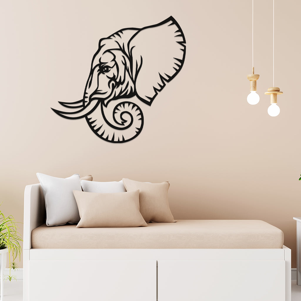 3D Look Elephant Face Wall Art