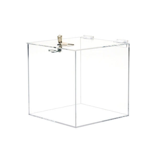 Clear Acrylic Box with Cam Lock Hinged Lid - Custom Size