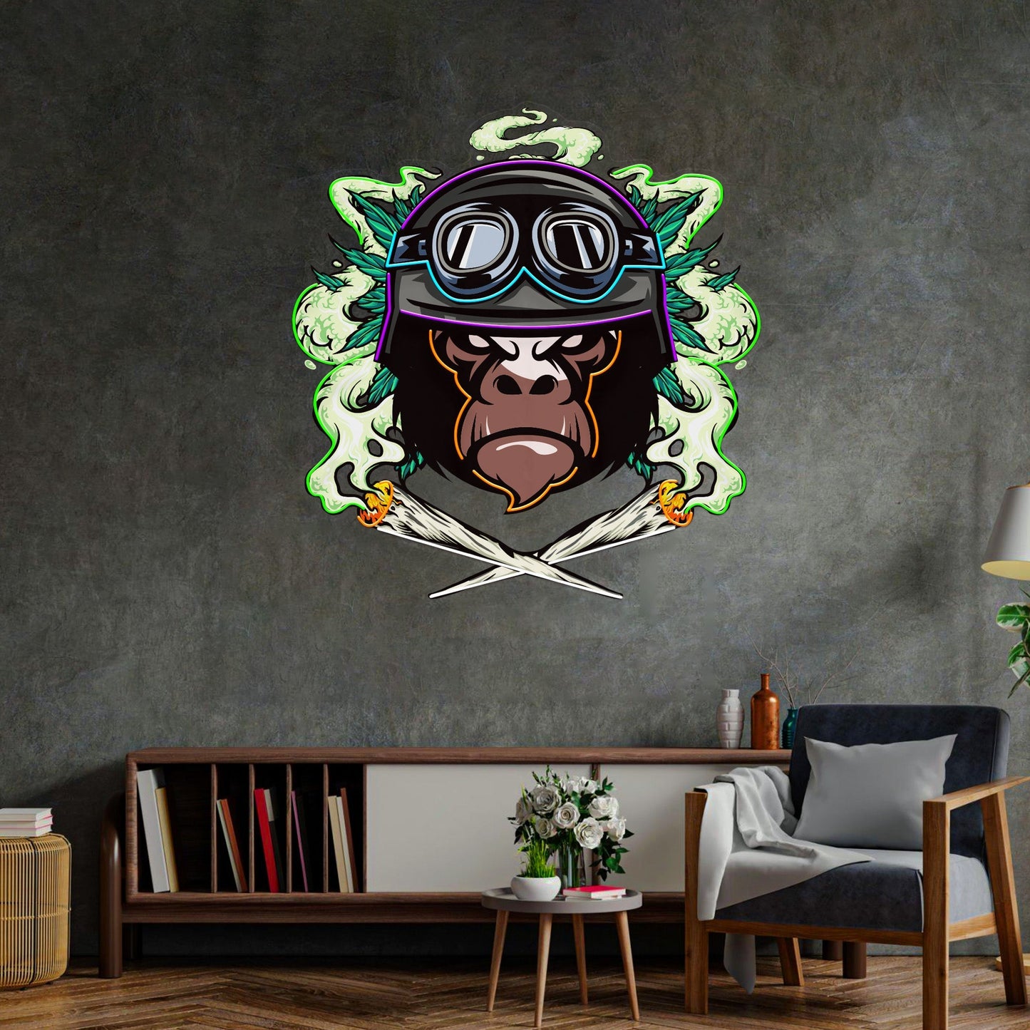 Monkey Soldier LED Neon Sign Light Pop Art