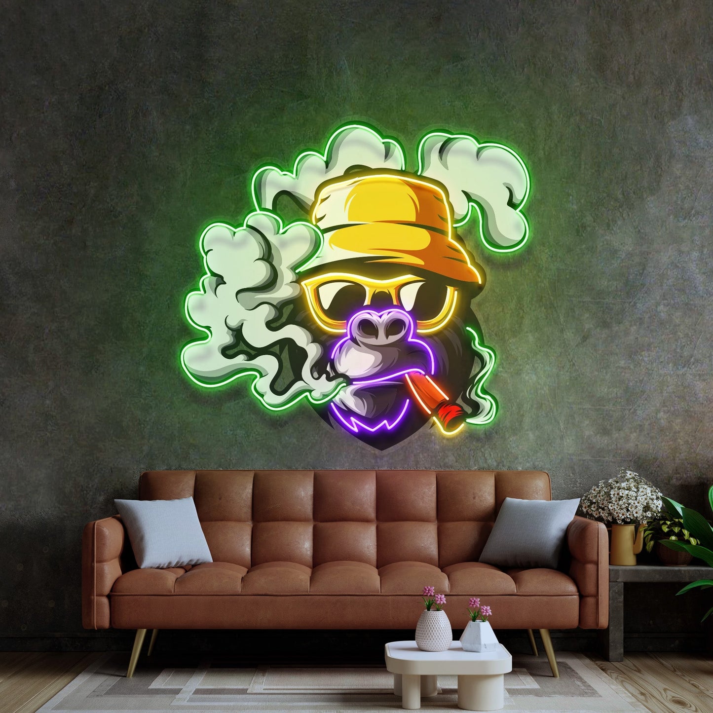 Yellow Hat Monkey LED Neon Sign Light Pop Art