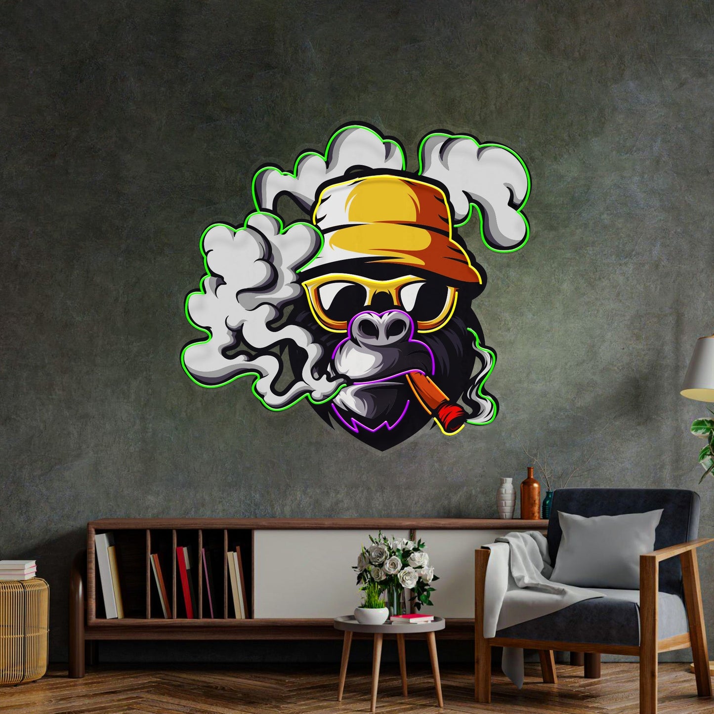 Yellow Hat Monkey LED Neon Sign Light Pop Art