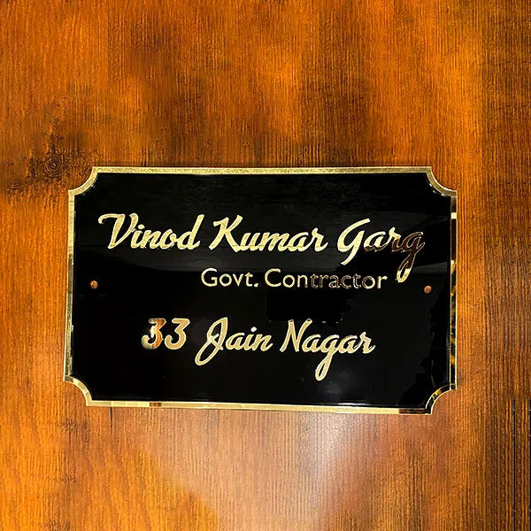 Black Acrylic Golden Letters Name plate