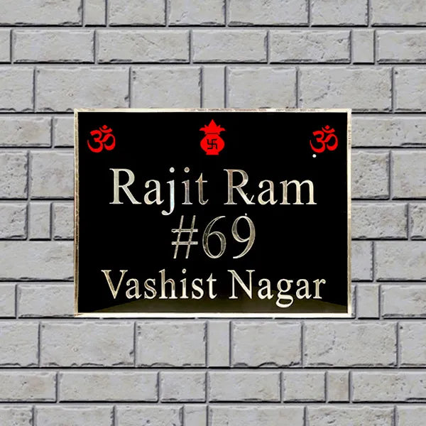 Black Acrylic Silver Letters Name plate
