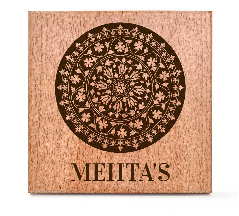 Chakrasheela (Bidri) - Wooden Name Plate