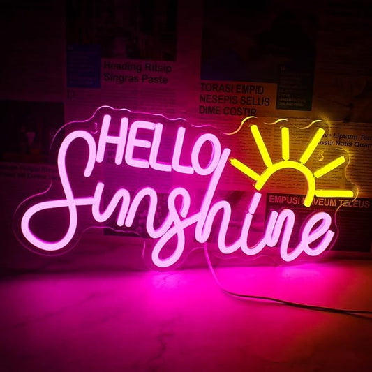 Good Food Good Mood Neon LED Sign (Hello Sunshine Neon,‎8.66"L x 16.54"W)