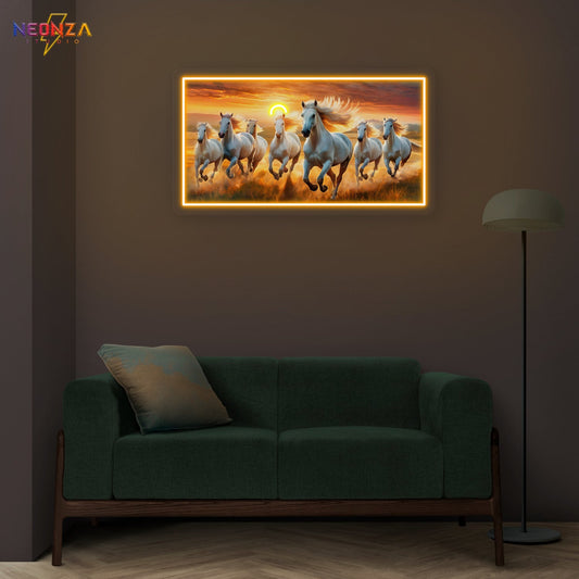 Seven Running Horse Neonsign Artwork