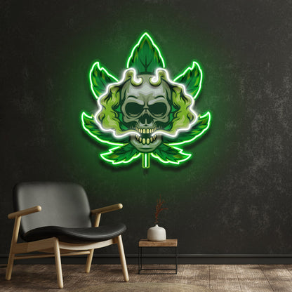 Cannabis Skull LED Neon Sign Light Pop Art