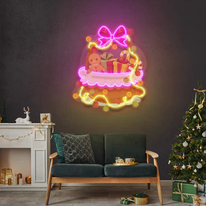 Christmas Gift Basket Led Neon Sign Light