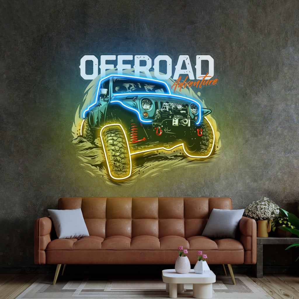 Offroad Adventure Dark Car LED Neon Sign Light Pop Art