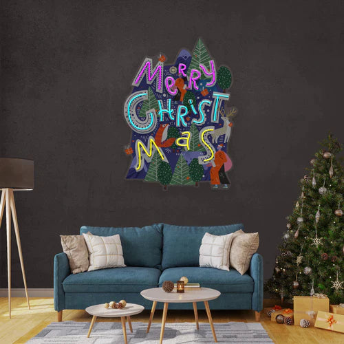 Wavy Merry Christmas Art Work Led Neon Sign Light
