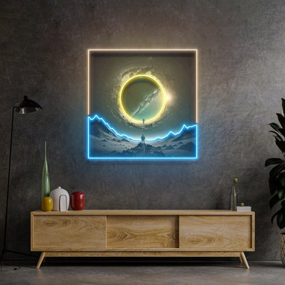Astronaut With Space Gate LED Neon Sign Light Pop Art