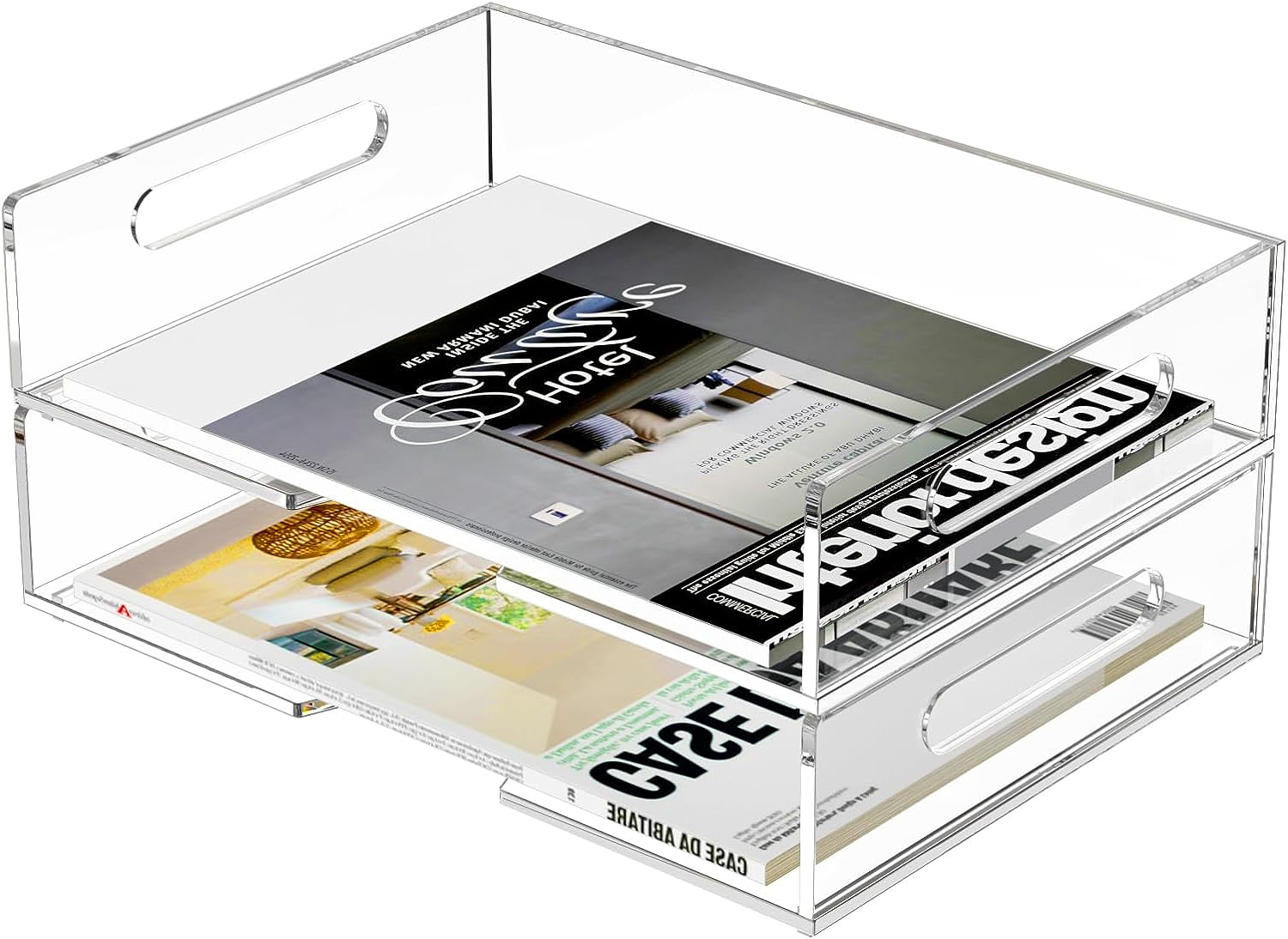 Acrylic Paper Tray 2 Pack Clear Letter Tray Desk Stackable Organizer T ...