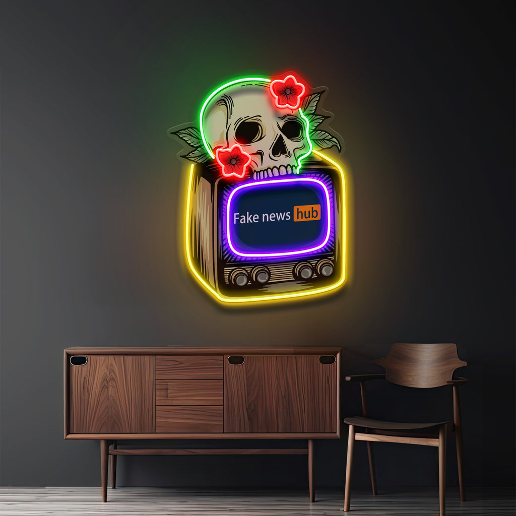 Televison Skull Vibe LED Neon Sign Light Pop Art
