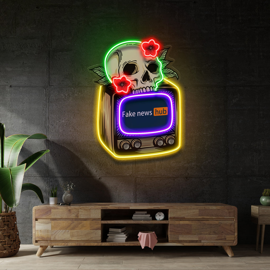 Televison Skull Vibe LED Neon Sign Light Pop Art