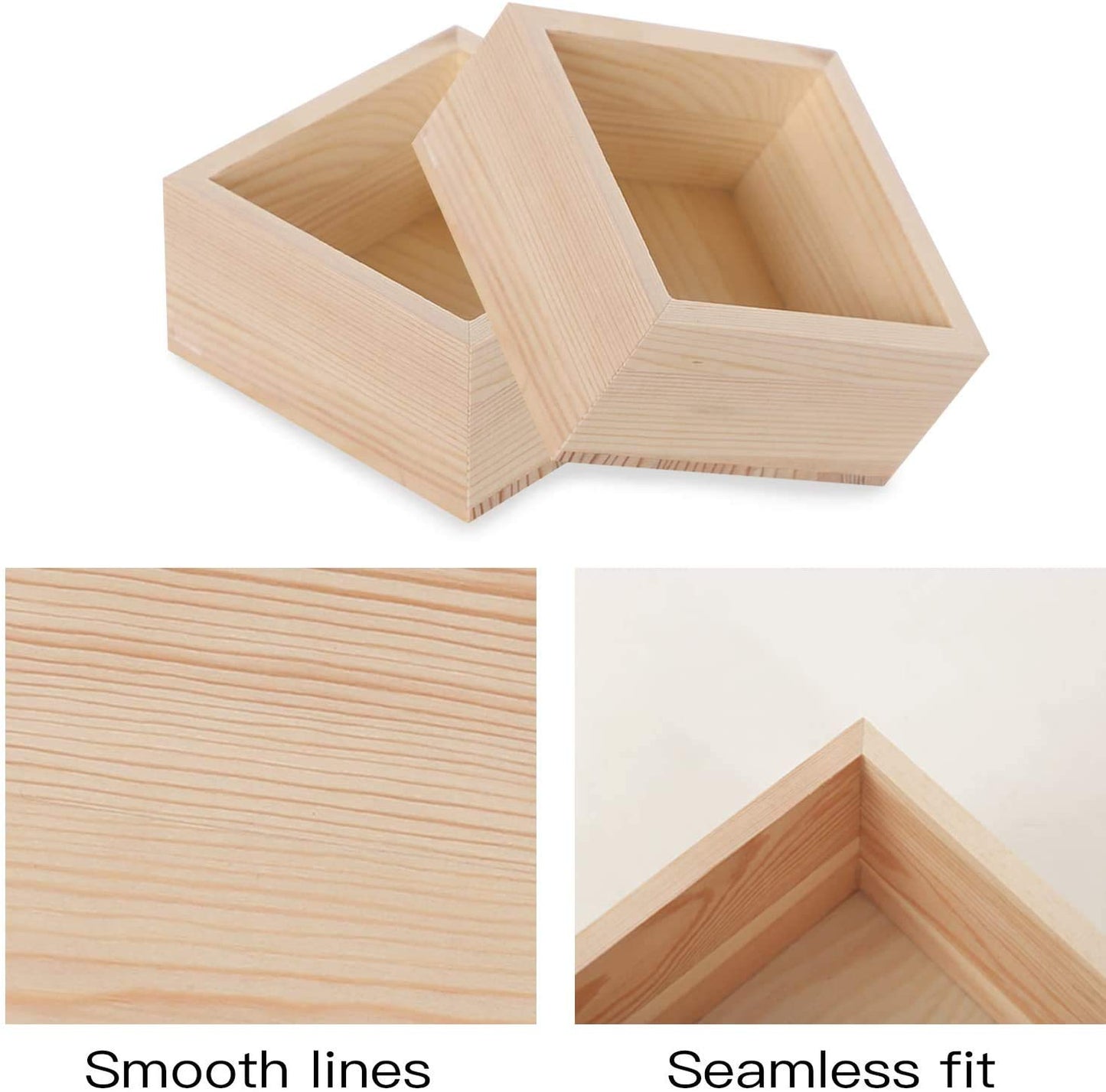 Wooden Box , Small Wood Square Storage Organizer Container Craft Box for Collectibles (4'' x 4'')