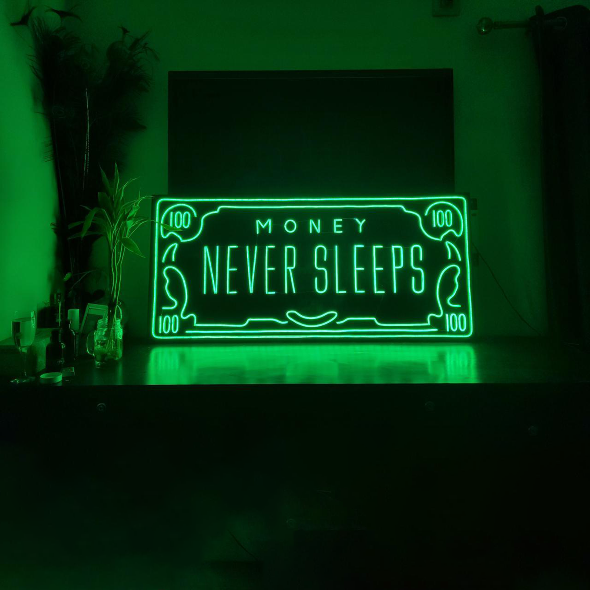Money Never Sleeps- LED Neon Art