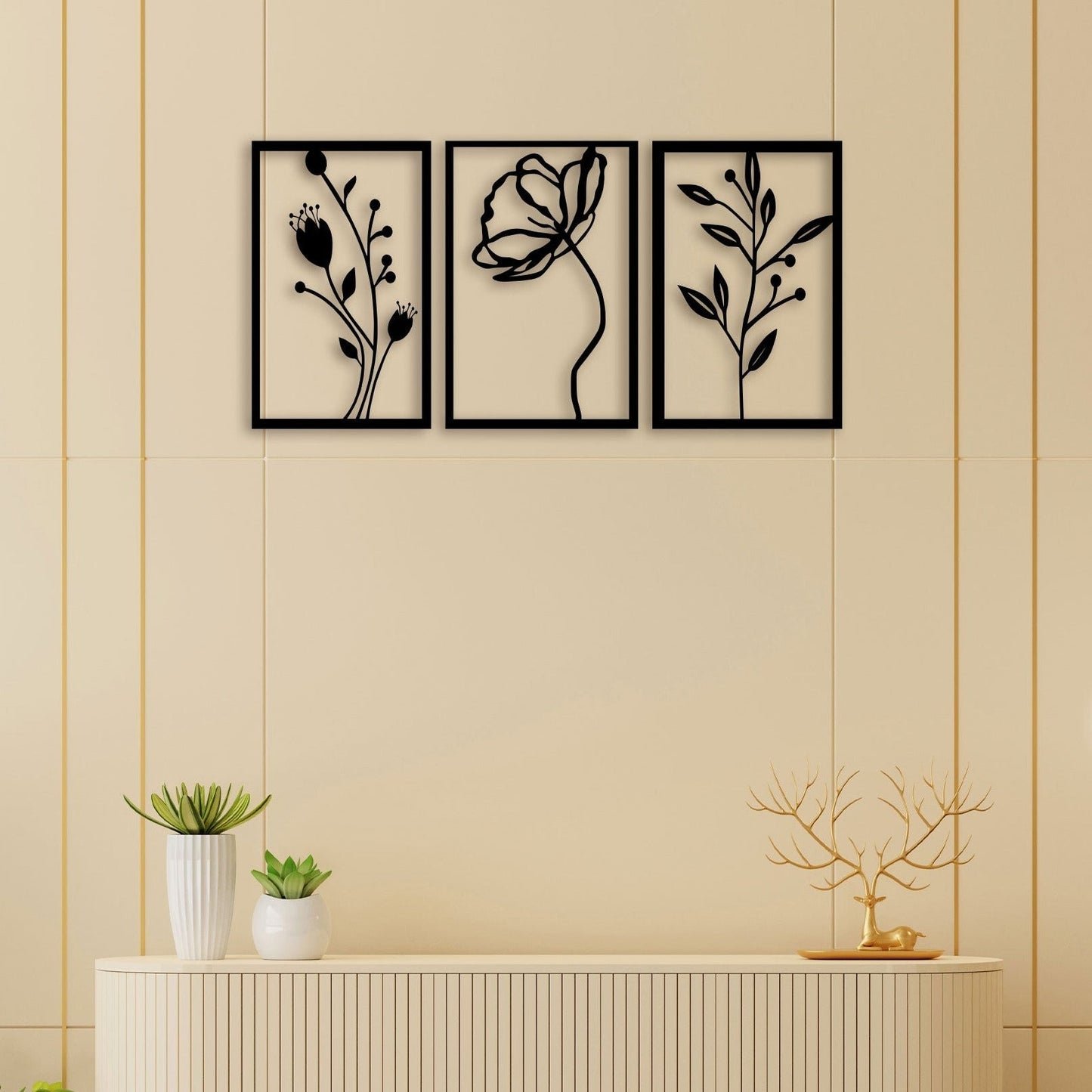 3 Piece Flower Set Wall Art
