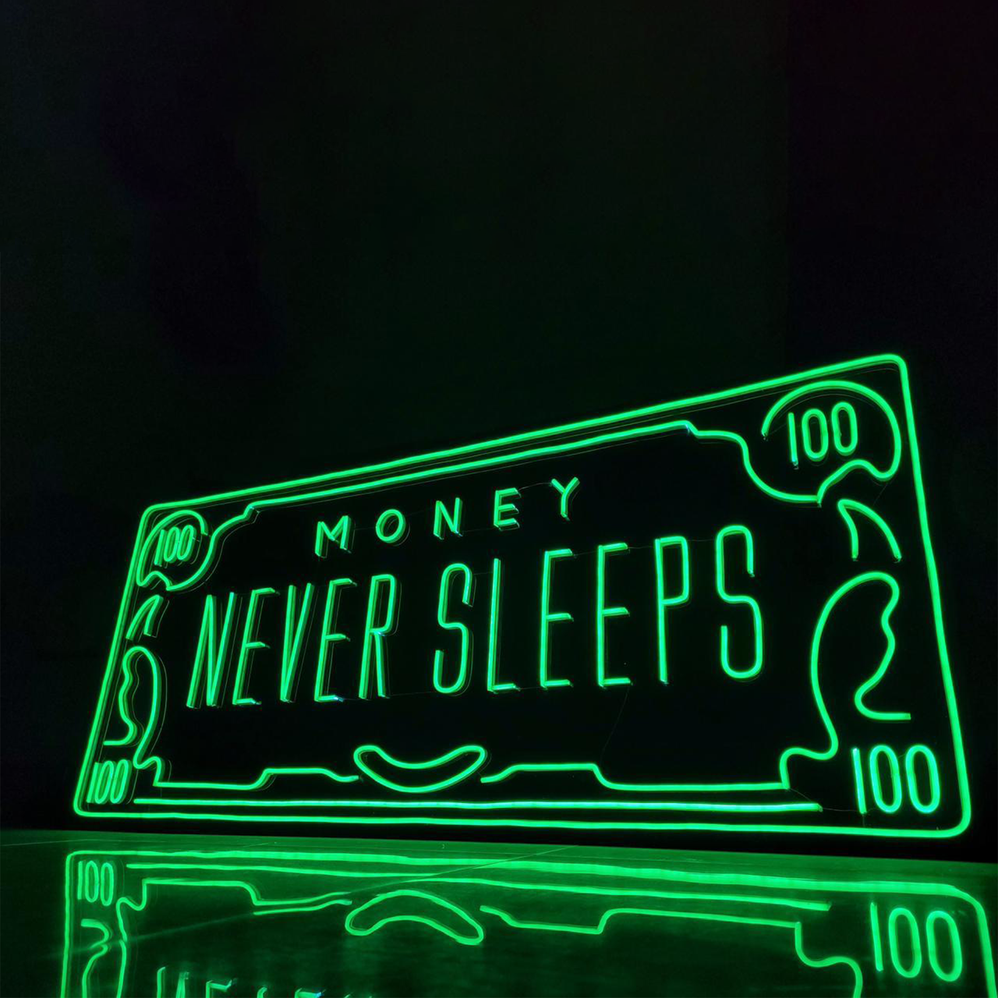 Buy Money Never Sleeps- LED Neon Art Online | ASI – acrylicsheetsindia