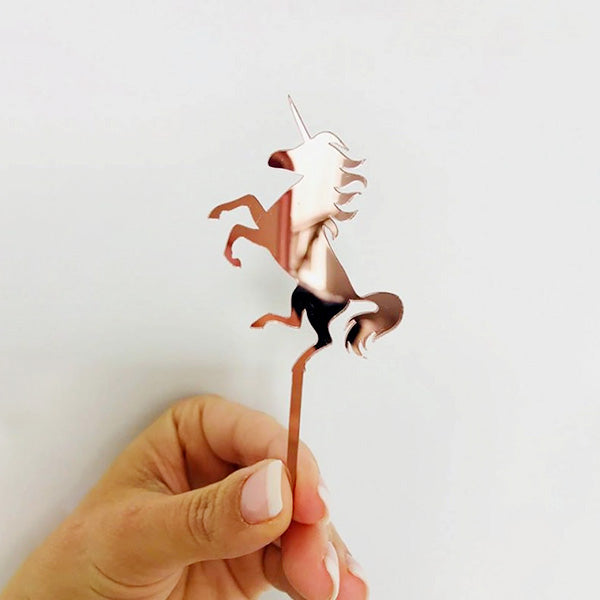 10 x Unicorn Cake Toppers - Rose Gold Cake Topper