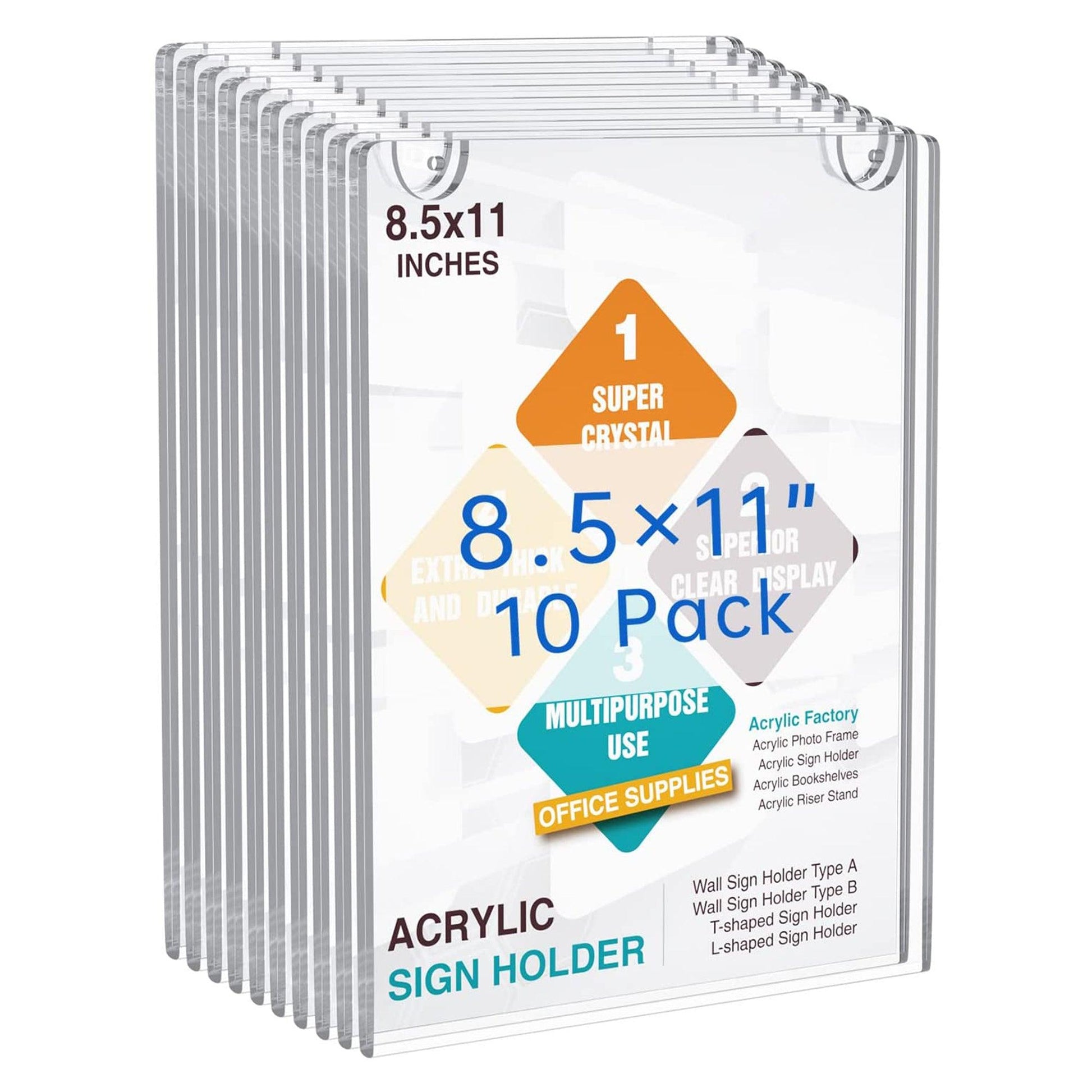 Acrylic Wall Sign Holder- 10 pack