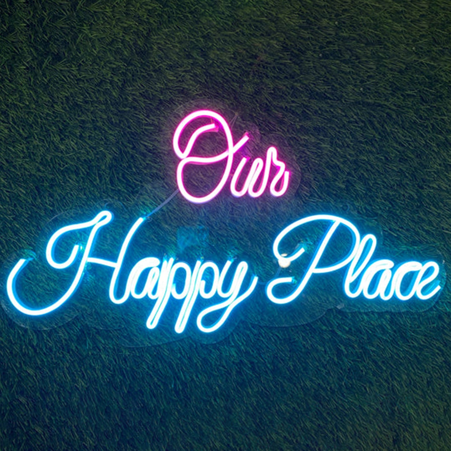 Pink and Blue Our Happy Place Neon sign-neonzastudio
