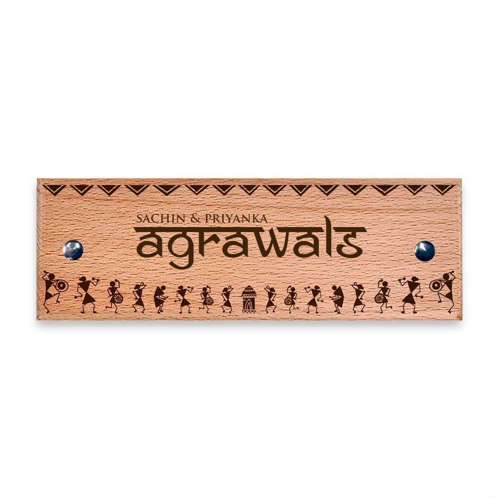 Warli - Wooden Name Plate