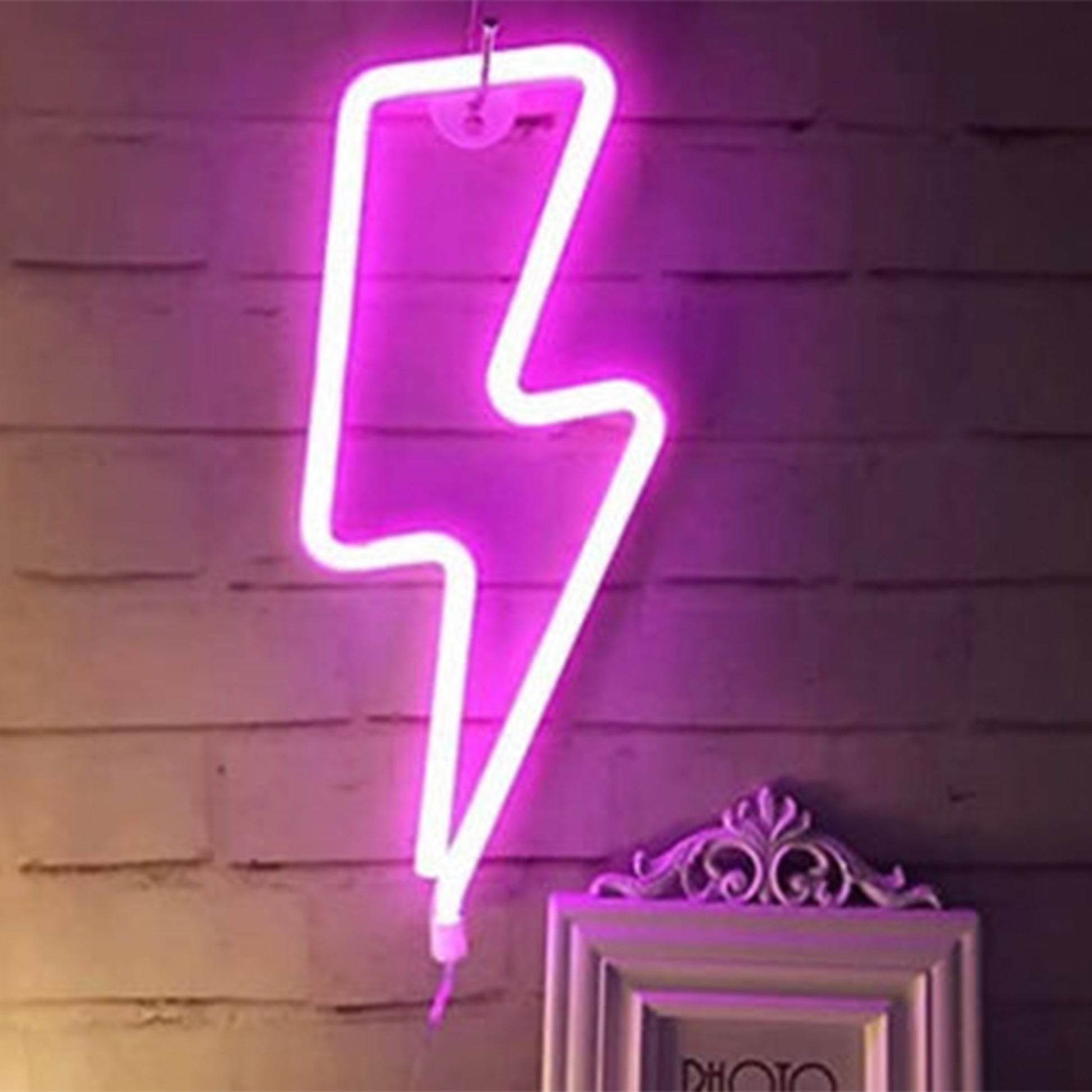 Lightning Bolt Neon Sign pink