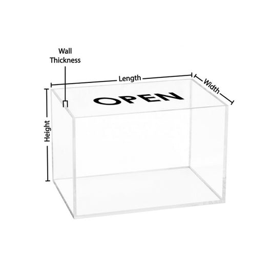 5 Sided Clear Acrylic Box - Custom Size