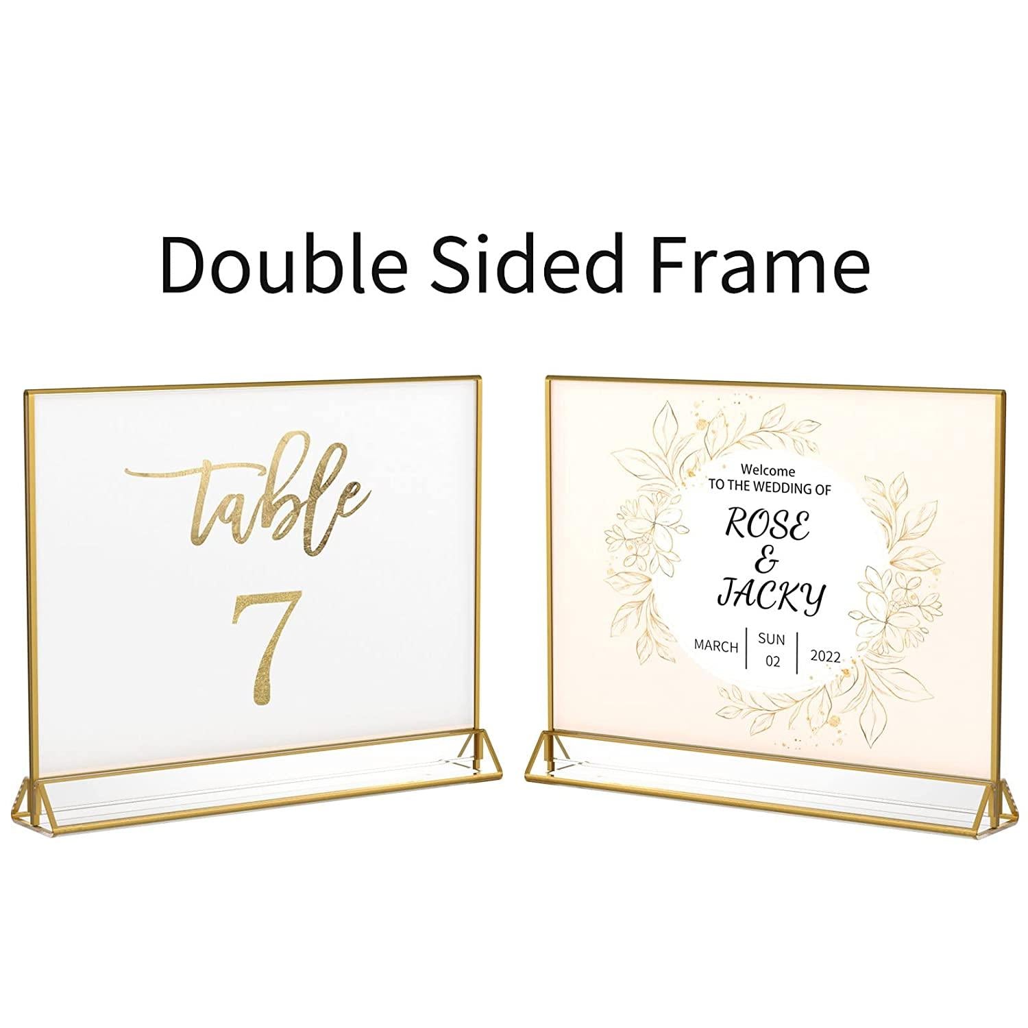 6Pack 4x6 inch Acrylic Sign Holder with Gold Frames and Vertical Stand, Ideal for Display Wedding Table Numbers, Double Sided Picture, Clear Photos