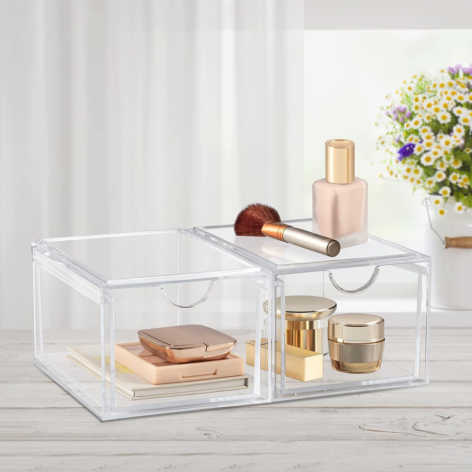 Pack Acrylic Stackable Storage Drawers Makeup Organizer,, 59% OFF
