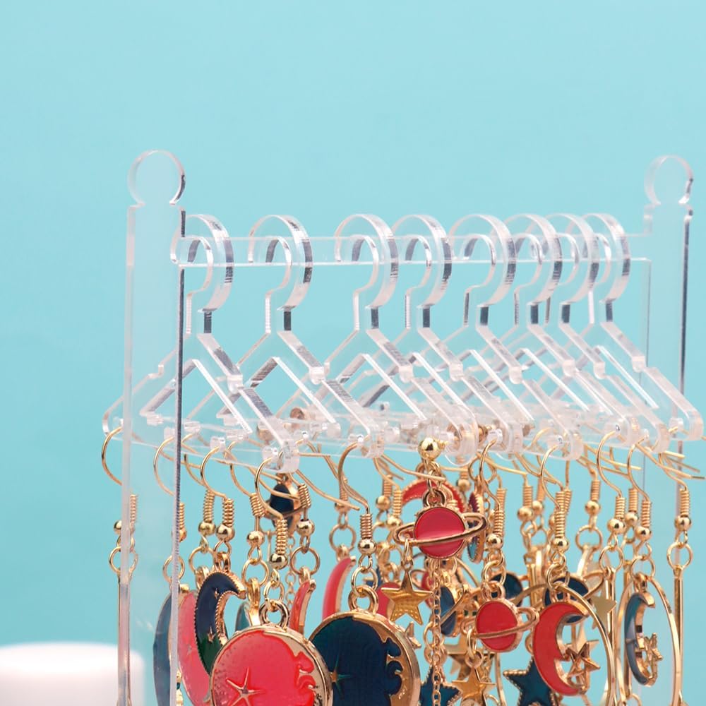 Earring Holder Stand Clear Acrylic Earrings Rack Mini Hangers Display Stand Jewelry Organizer Storage for Women Girls (Clear Earrings Rack)