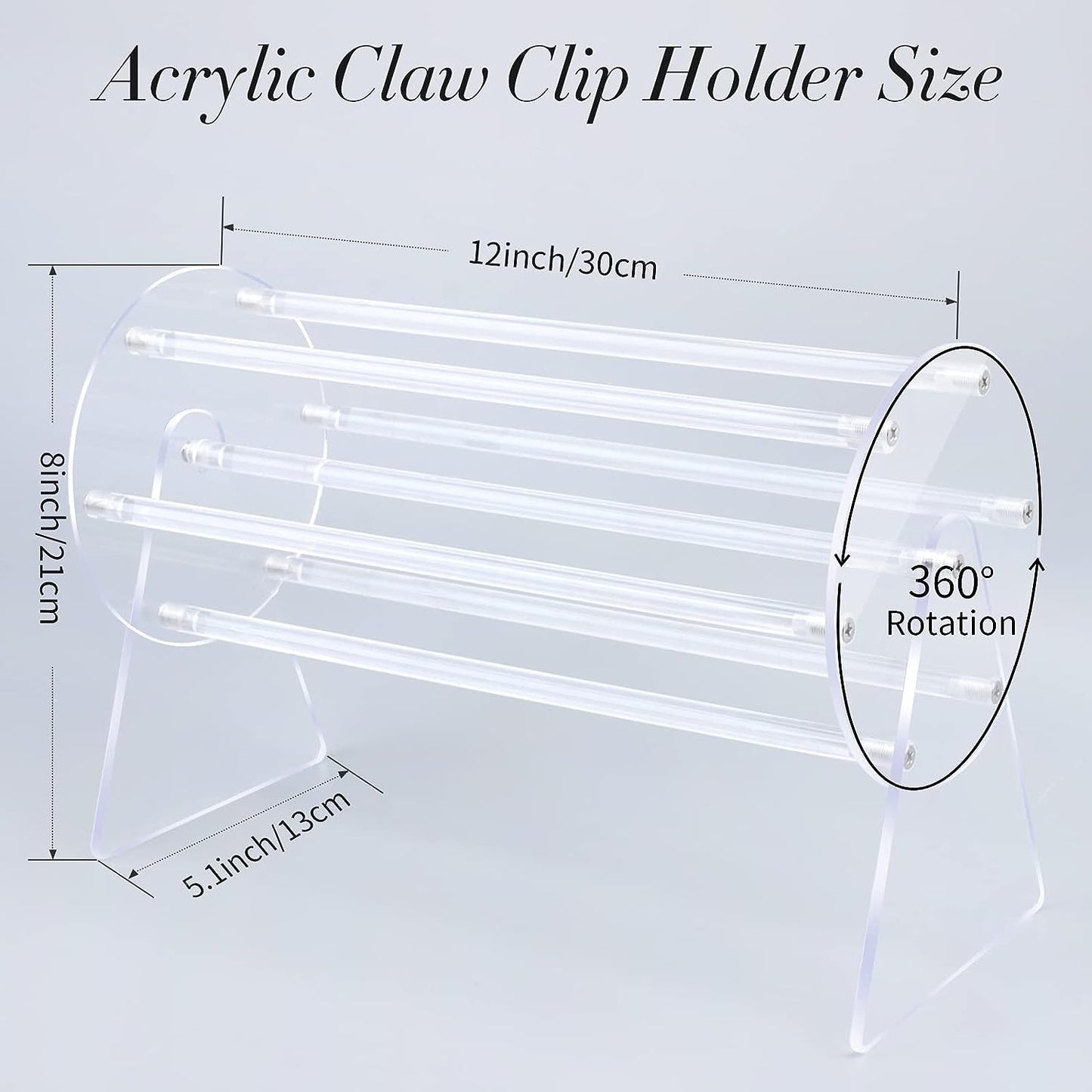 Acrylic Claw Clip Organizer Holder,360-Degree Rotating Claw Clip Holder and Storage,Hair Clip Organizer Display Clear Stand for Women and Girls (monolayer)