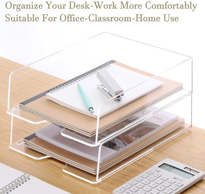 Magazine Holder, Clear Acrylic Desk Organizers, File Organizer for Desk, Magazine Rack- Desktop Book Storage -Independent Vertical 1 Space-2 Pack