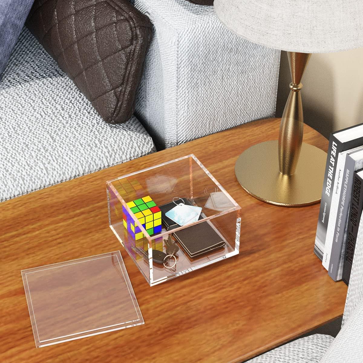 Buy Clear Square Acrylic Box with Lid to Hold Staples
