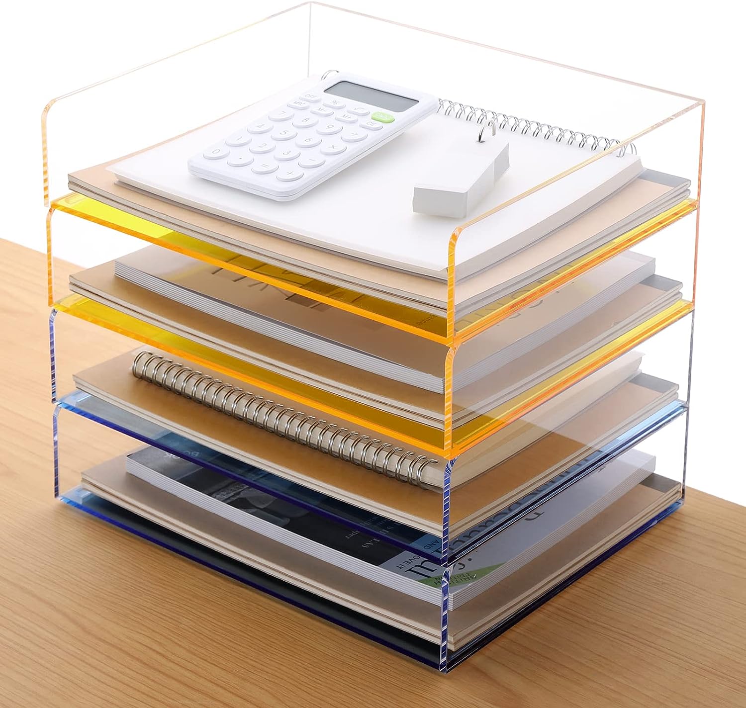 Stackable Clear Paper Trays Holder - Purilit Design Desktop