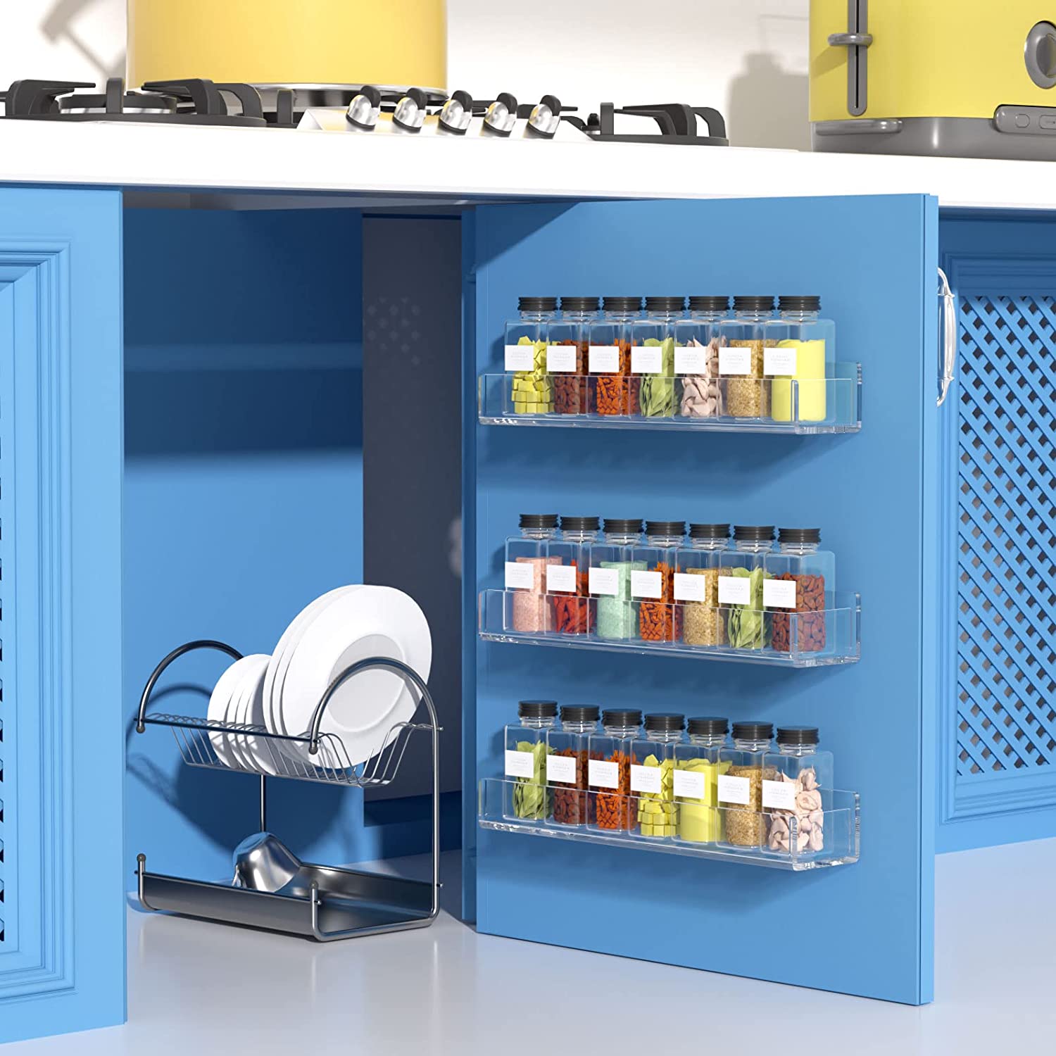 Wall Mounted Spice Rack Organizer,Clear Acrylic Spice Shelf Storage Holder