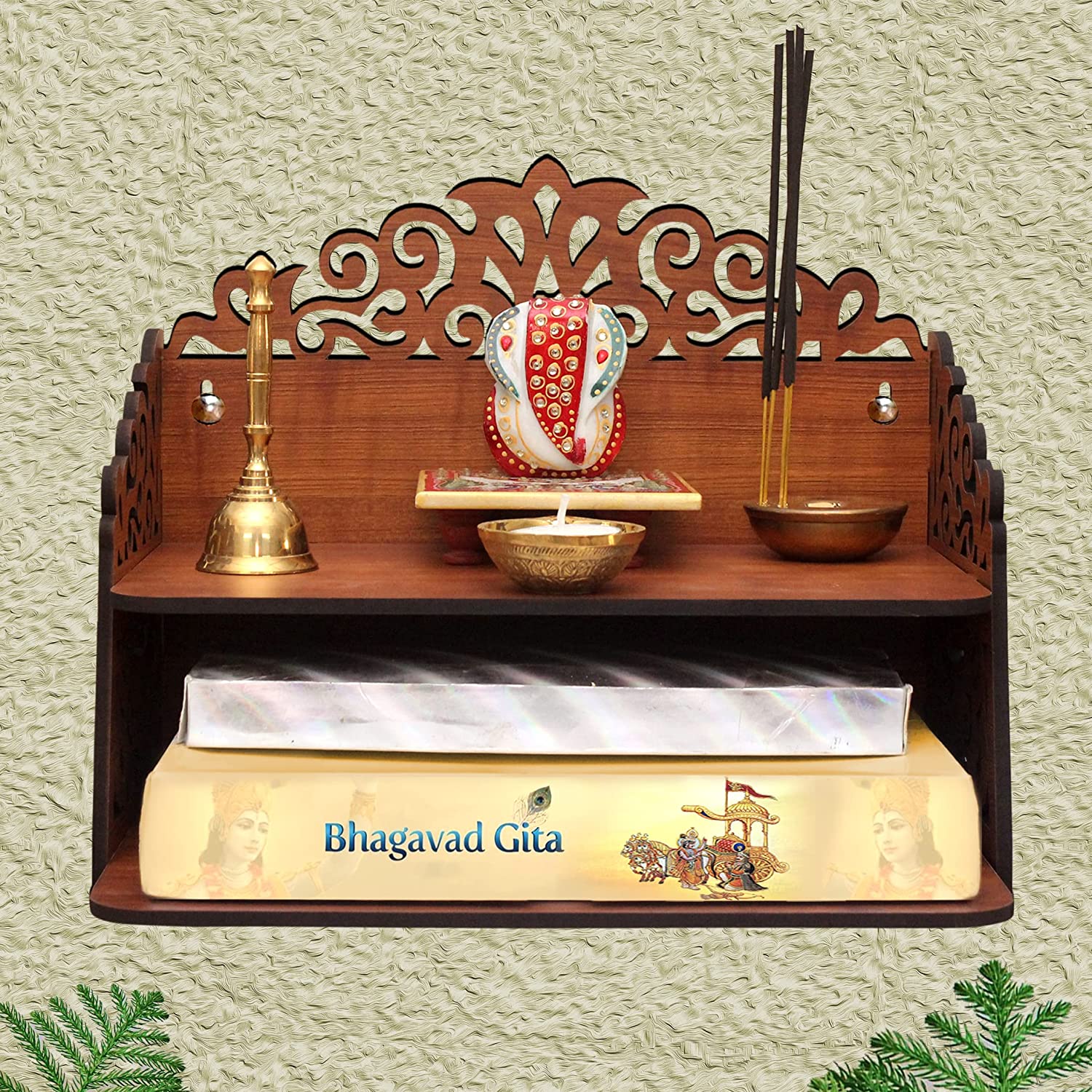 Pooja Rack For Home Navrang Beautiful Wooden Pooja Stand for Home/Mandir for Home/Temple f ...