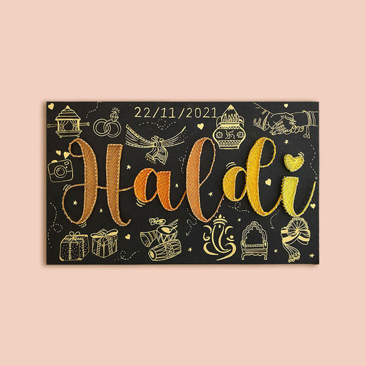 String Art Haldi Theme Personalized Nameplate