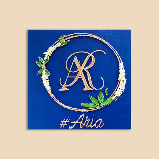 String Art Leaf Wreath Personalized Wedding Couple Hashtag Nameplate