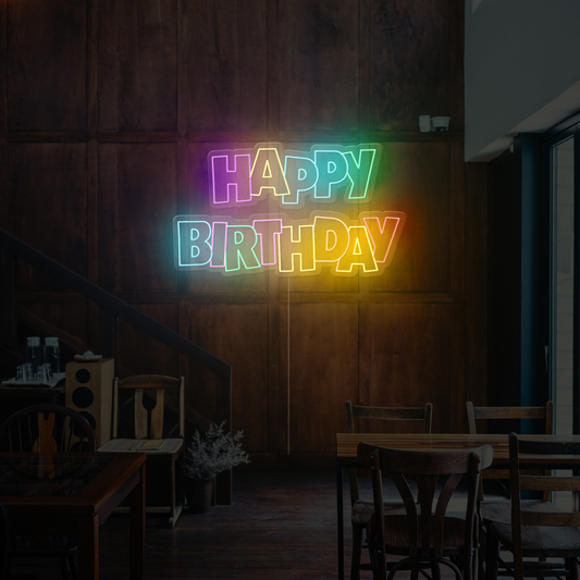 Colourful Happy Birthday Neon Sign