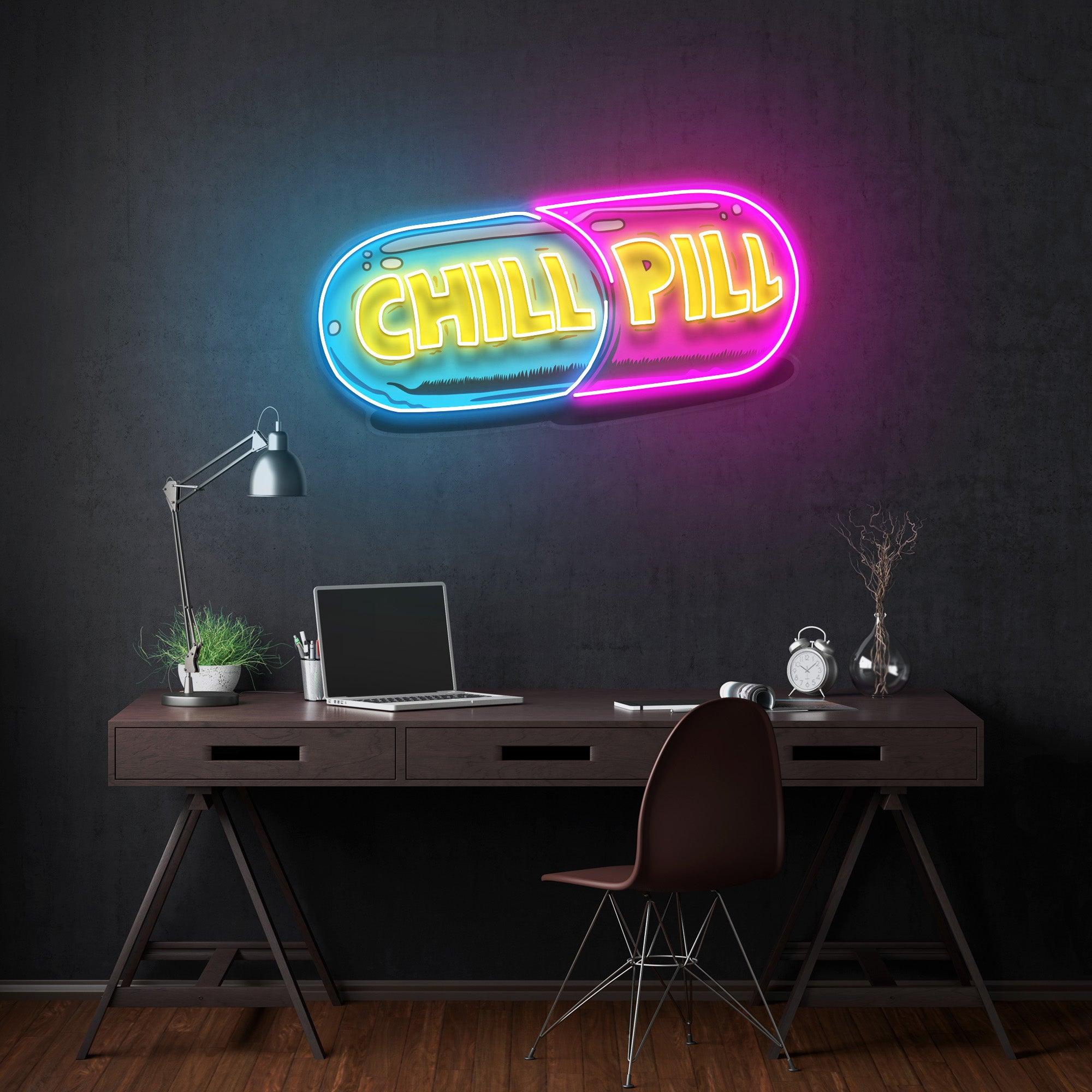 Chill Pill Led Neon Acrylic Artwork – acrylicsheetsindia