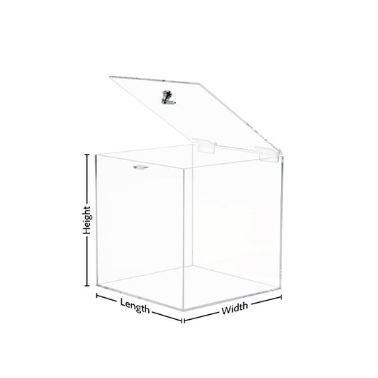 Clear Acrylic Box with Cam Lock Hinged Lid - Custom Size