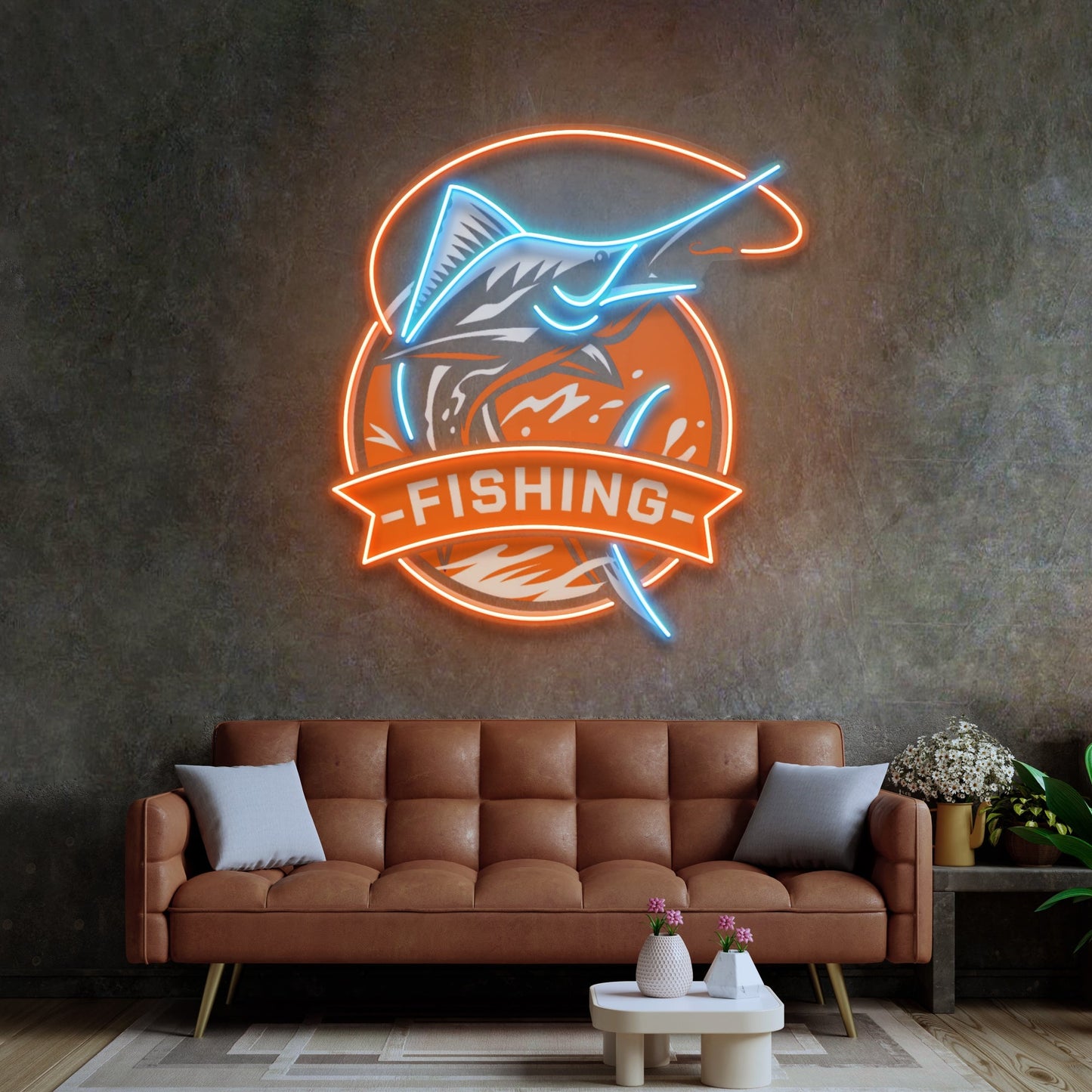 Fishing Logo LED Neon Sign Light Pop Art