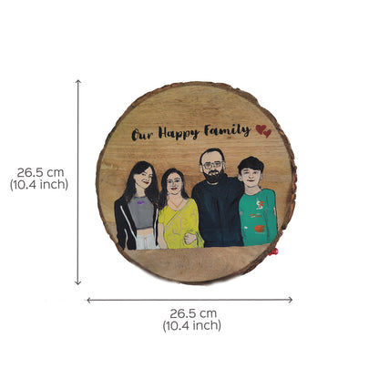 Hand Painted Personalized Family Caricature Plaque on Bark Base