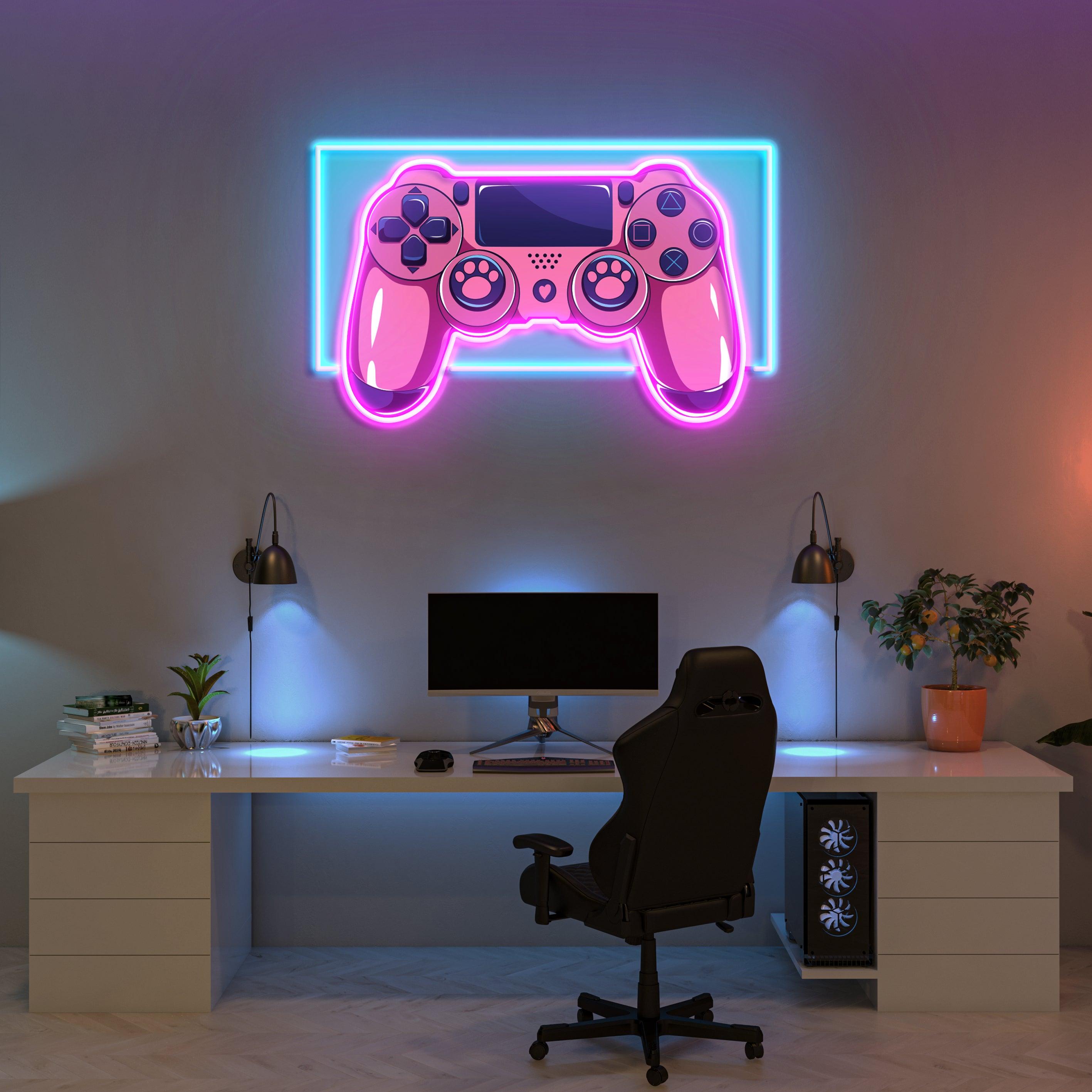 Pink Controller Being Held Art Pink Controller Led Neon Acrylic Artwork – acrylicsheetsindia
