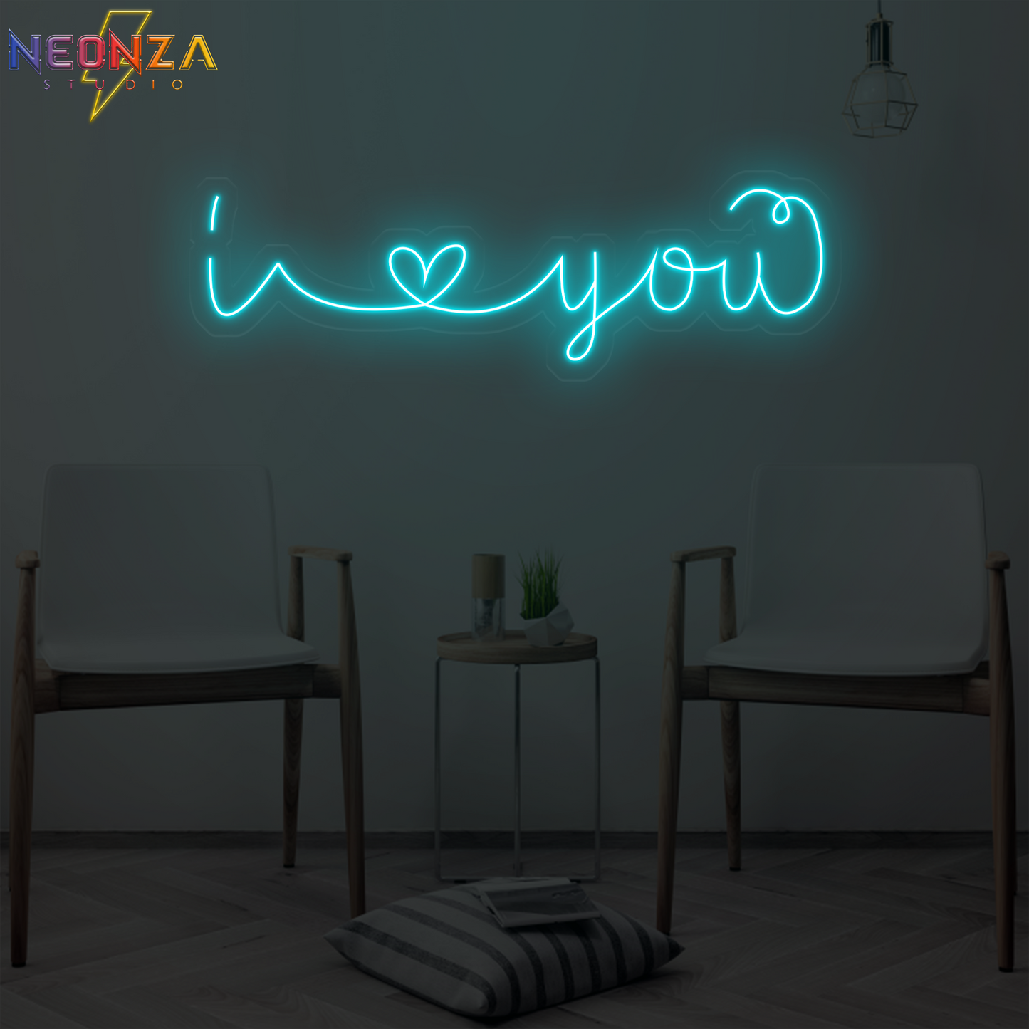 i love you Neon quote Sign ice blue